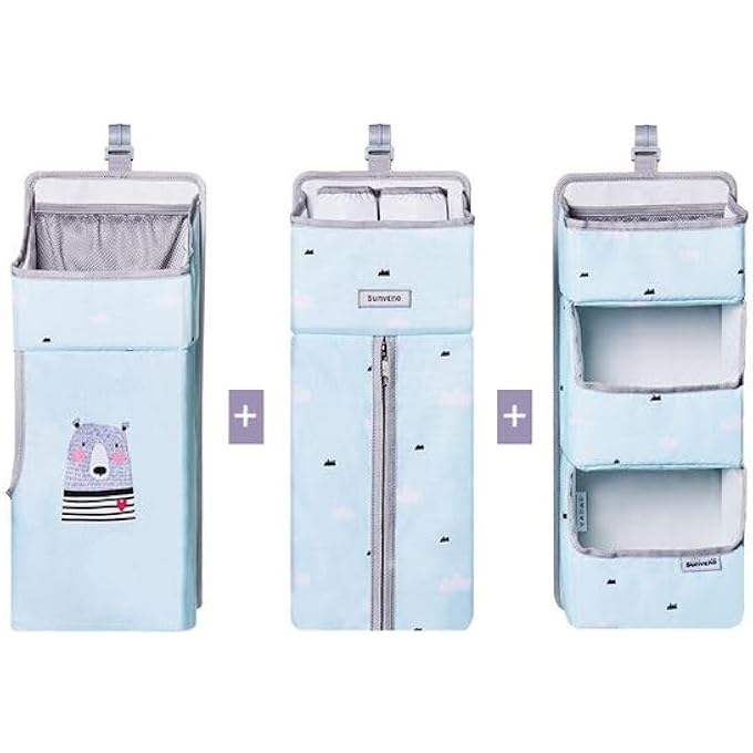 turtees BABY BEDSIDE CRIB ORGANIZER (BLUE) - Image 1